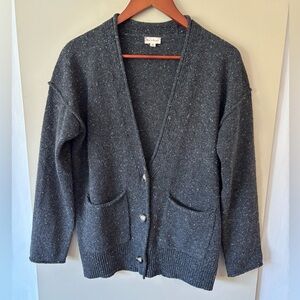 Hem & Thread Dark Gray Heathered Speckled Cardigan Size Medium